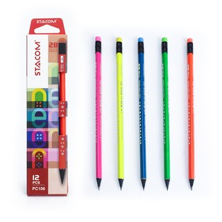 Hộp 12 cây bút chì neon stacom