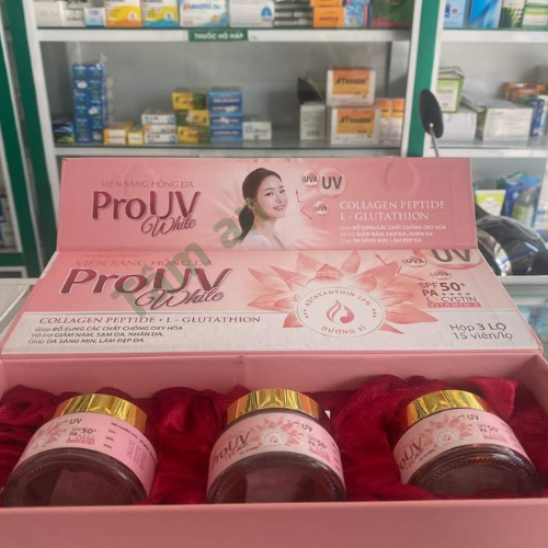 Viên trắng da ProUV White  Hỗ trợ giảm nám, sạm da, nhăn da, Giúp da trắng sáng mịn , Hạn Chế Lão Hoá Da Mờ Nám Giảm Nếp