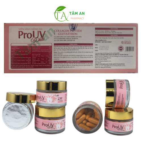 Viên trắng da ProUV White  Hỗ trợ giảm nám, sạm da, nhăn da, Giúp da trắng sáng mịn , Hạn Chế Lão Hoá Da Mờ Nám Giảm Nếp