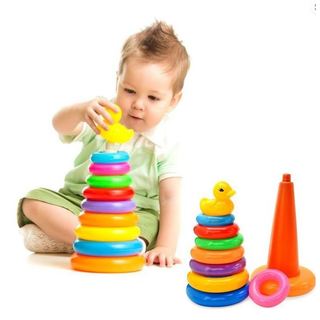 Đồ chơi tháp xếp chồng vòng tròn vịt cho bé