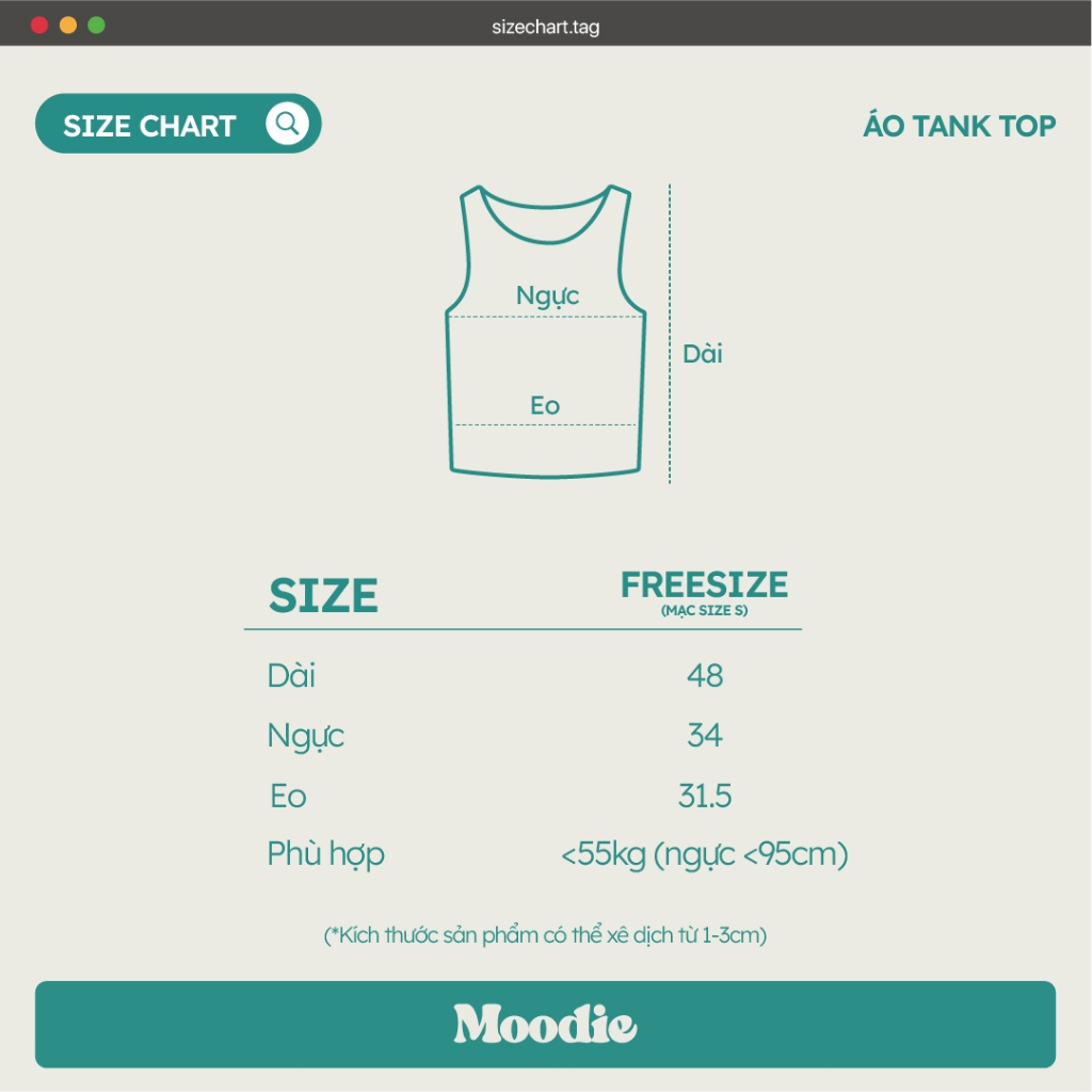 Áo tank top thêu M chất thun gân co dãn | MOODIE BRAND