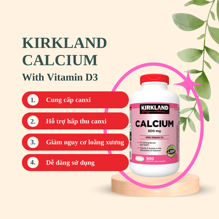 Viên Uống Bổ Sung Canxi Giúp Xương Chắc Khoẻ, Hạn Chế Loãng Xương Kirkland Calcium
