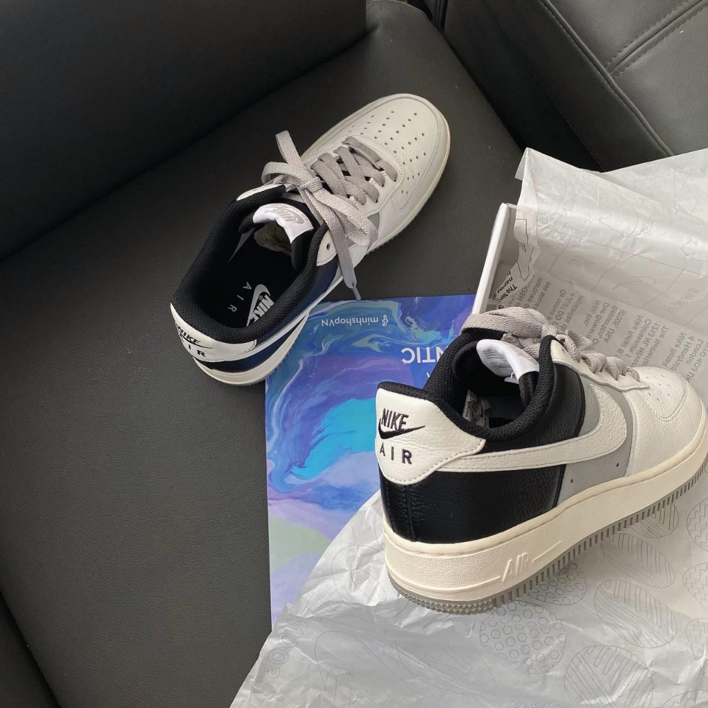Giày _AF1 Gót Đen Nam Nữ, giày Air Force 1 Low Custom Black White Đủ Size Hót Trend 2023 Full Box Bill