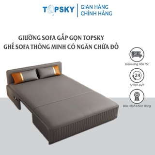 Giường ghế sofa điện bọc vải nano cao cấp tự động gấp gọn TOPSKY, đệm cao su, giường thông minh điều khiển từ xa