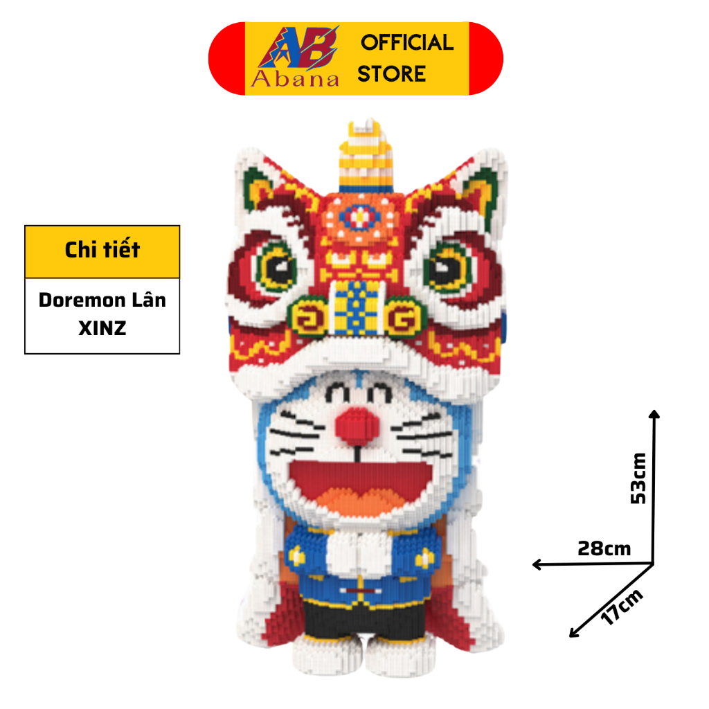 Bộ Xếp Hình Hổ Lân 70CM, LEGO DORAEMON Lân 68CM, Panda Lân Abana, Lắp Ghép Dễ Dàng, Có Kèm Hướng Dẫn, Tặng Kèm Búa Đèn