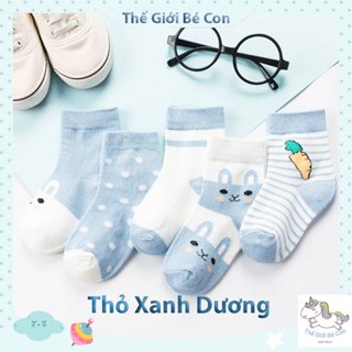 Set 5 đôi vớ cho bé sơ sinh từ 0 - 6 tháng tuổi (size 7-10cm) - vải mềm mịn, thoáng khí, êm chân cho bé
