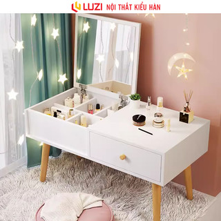 Bàn trang điểm ngồi bệt mini gương gấp thông minh đa năng gỗ mdf phủ melamin Luzi