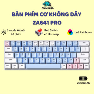 Bàn Phím Cơ Không Dây Bluetooth Atas ZA641 Pro -  Có Hotswap - Red Swtich - Pin sạc 2000mAh - Hỗ trợ Mac, Win