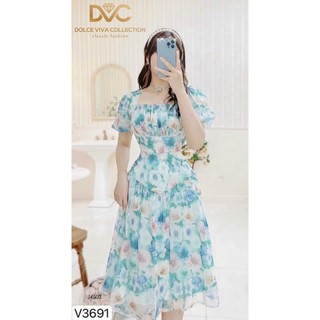 Đầm xòe voan thiết kế tiểu thư siêu xinh xrt076
