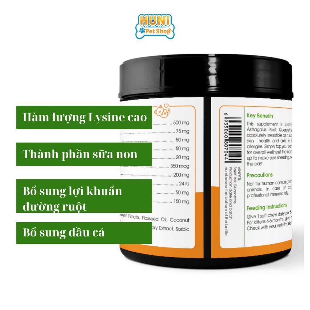 Lysine cho mèo, tăng cường miễn dịch cho mèo, hỗ trợ hô hấp  - Huni Petshop