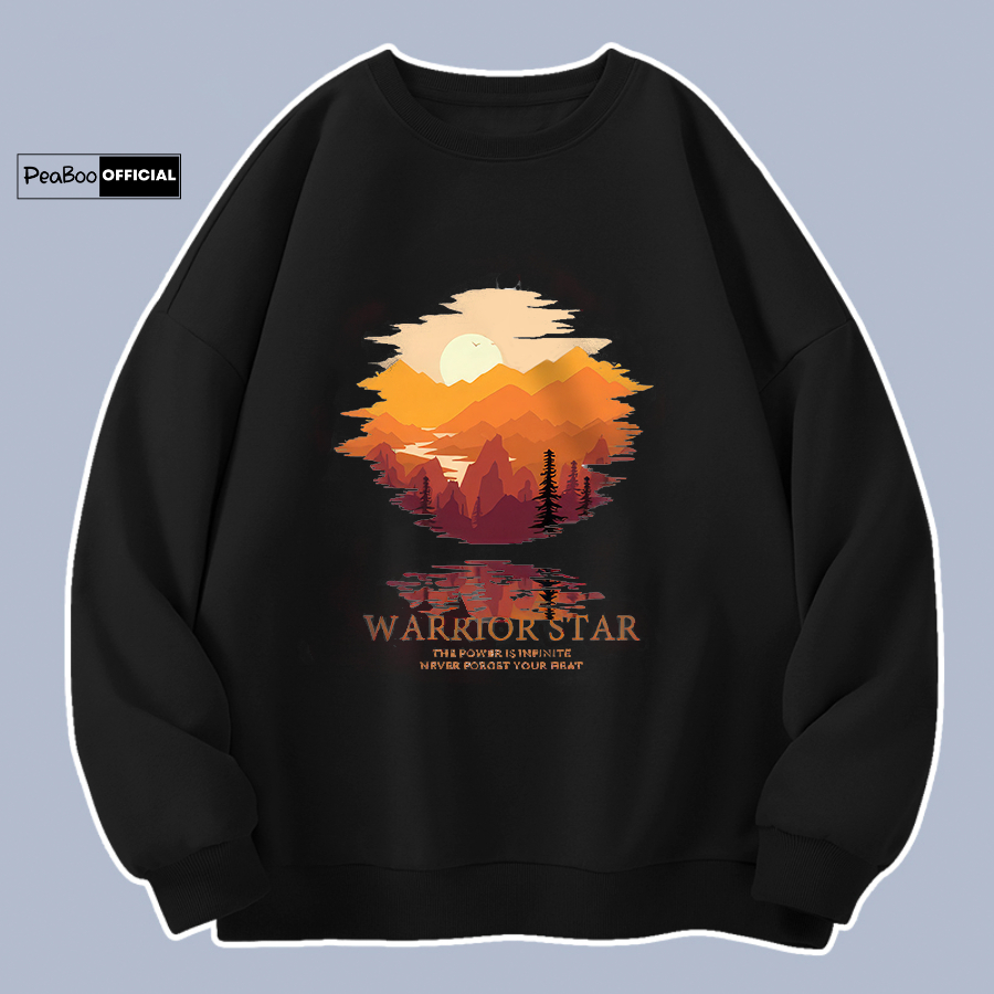 Áo Sweater Warrior Star Nam Nữ By PEABOO Unisex Chất Nỉ Lót Bông Form Rộng