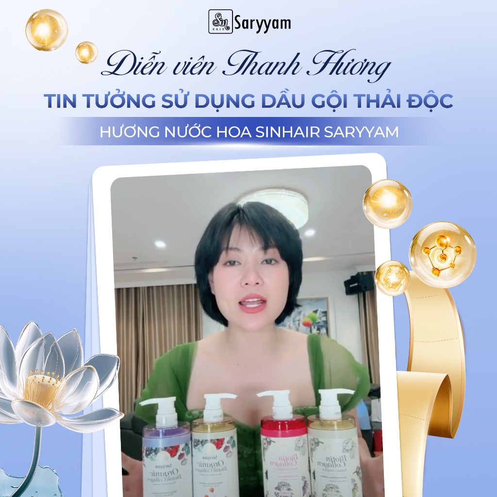 Dầu gội nước hoa SinHair Saryyam hương Hoa Thanh Long -  Hỗ trợ thải độc da đầu, Kiềm dầu, giảm gầu