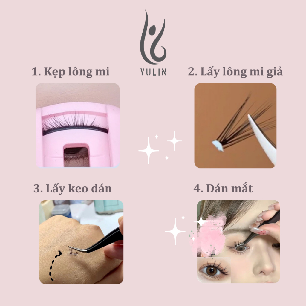 Mi giả tách sợi siêu mảnh và tự nhiên YULIN mã A02, mi tách sợi tặng kèm keo và kẹp lấy