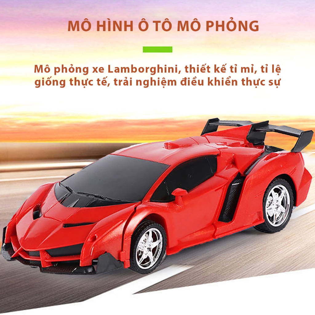 [HỎA TỐC HCM] Ô tô Lamborghini Cảnh Sát điều khiển từ xa biến hình Robot, Robot biến hình có đèn sinh động