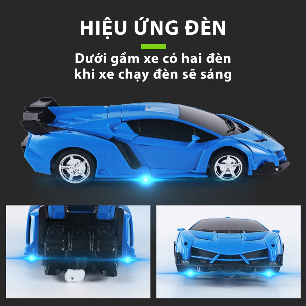 [HỎA TỐC HCM] Ô tô Lamborghini Cảnh Sát điều khiển từ xa biến hình Robot, Robot biến hình có đèn sinh động