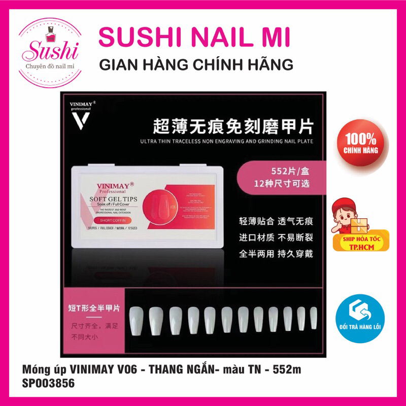 Móng up Vinimay chính hãng đủ form vuông thang bầu nhọn  - Sushi nail mi