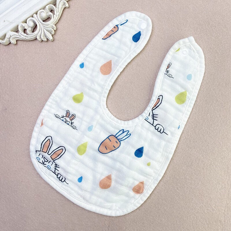 Yếm xô Muslin chữ U chất liệu vải xô dày dặn siêu thấm hút yếm dãi in hình dễ thương