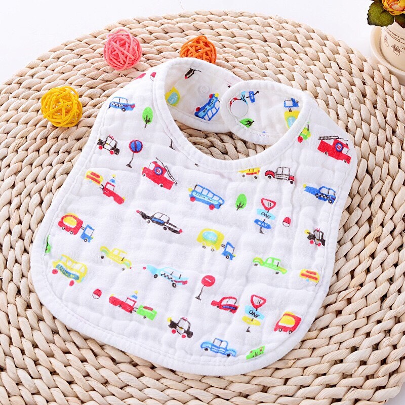 Yếm xô Muslin chữ U chất liệu vải xô dày dặn siêu thấm hút yếm dãi in hình dễ thương