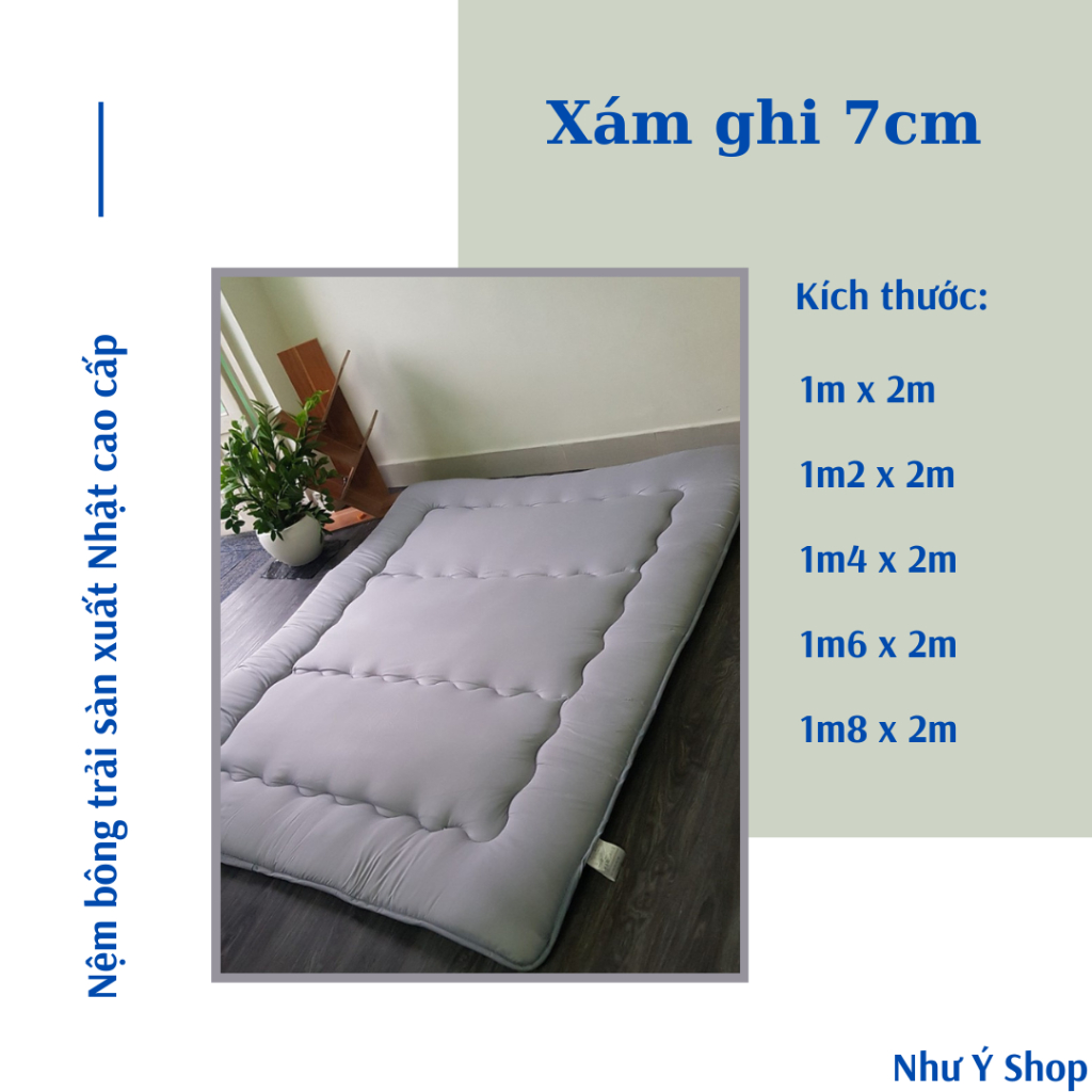 Topper Đệm Bông Trải Sàn, Futon Mattress FUKOJI Xuất Nhật kích thước 1mx2m, 1m2x2m, 1m4x2m, 1m6x2m, 