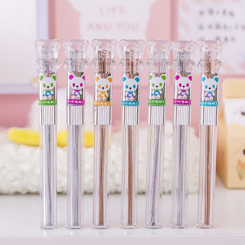 Hộp 20 Ngòi chì bấm hình gấu 2B - 0.5 mm - Hộp đơn giản dễ đóng mở