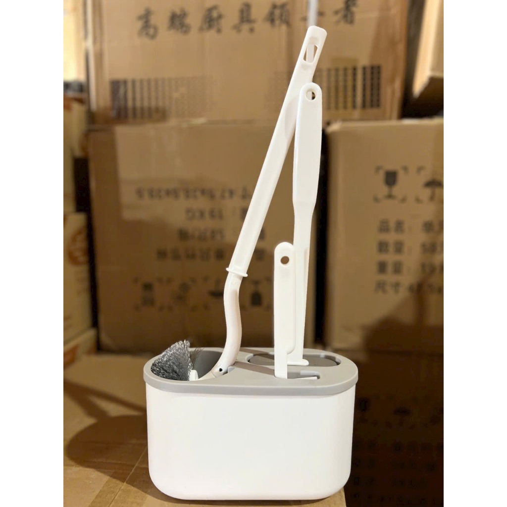 Chổi cọ toilet đầu silicon inochi, vệ sinh nhà tắm, cọ bồn cầu, cọ nhà vệ sinh, cọ toilet, có hộp đựng & dán tường