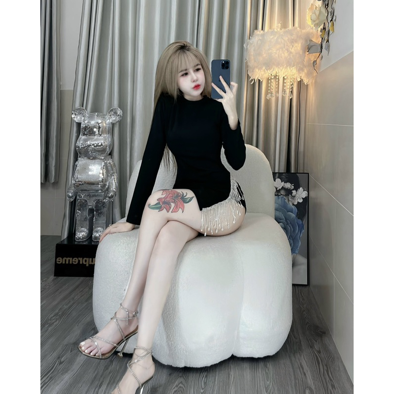 Set body tua đá xẻ tà+ quần short