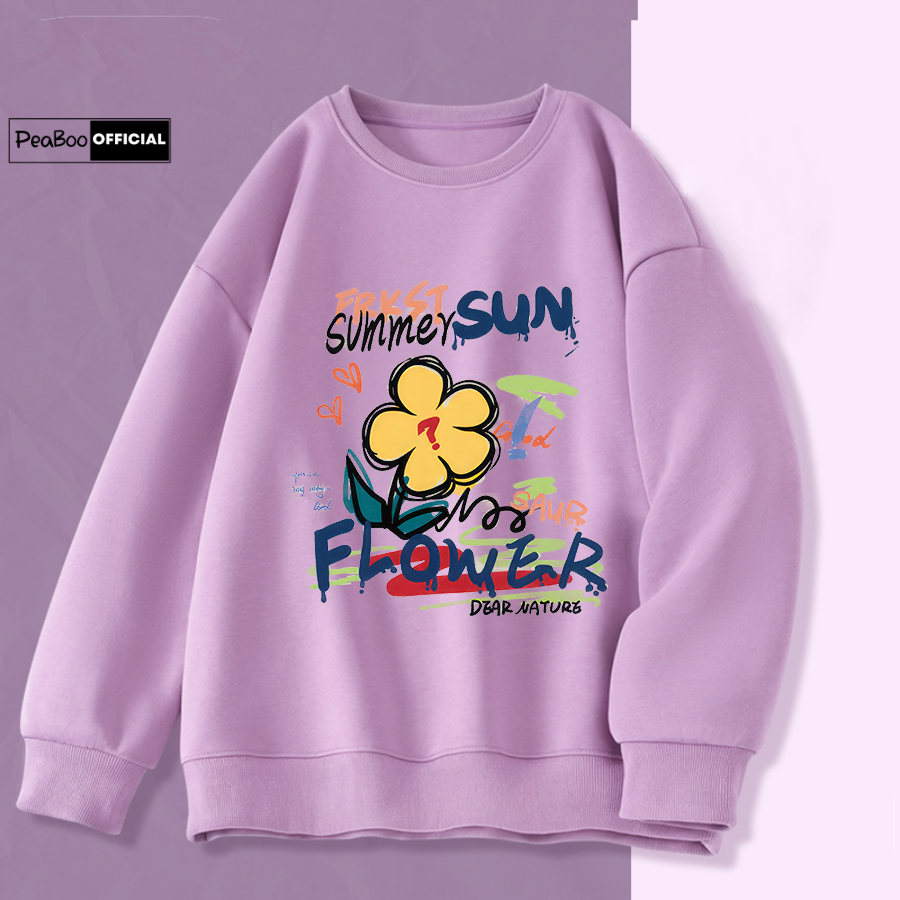 Áo Sweater Sun Flower Nam Nữ By PEABOO Unisex Chất Nỉ Lót Bông Form Rộng