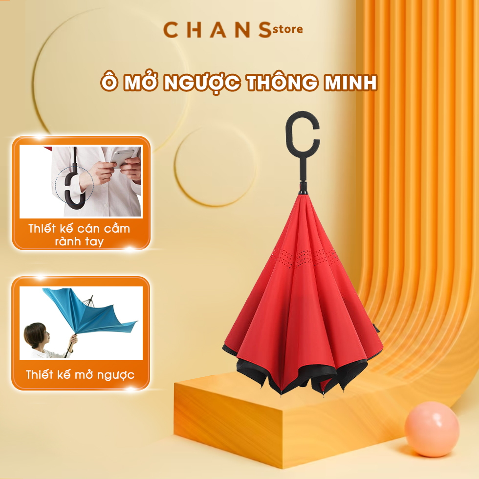 Ô Gấp Ngược Tự Đứng Thông Minh, Ô Dù Đi Mưa Mở Ngược Chuyên Dụng Cho Người Đi Xe Ô Tô, Thiết Kế Thông Minh, Tiện Lợi