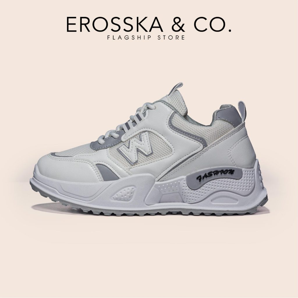 Erosska - Giày sneaker nữ kiểu dáng basic trẻ trung màu trắng phối xám - GS024