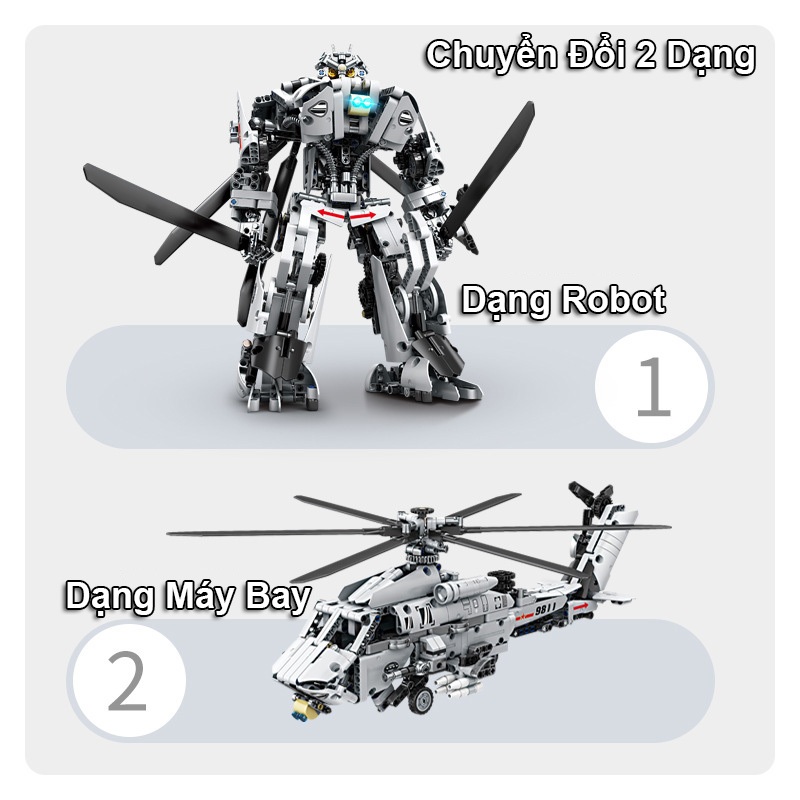 Đồ Chơi Lắp Ráp Kiểu Lego Robot Transformers Optimus Grimlock,Drift 2in1 Biến Hình Khủng Long,Máy Bay Với 1000+PCS
