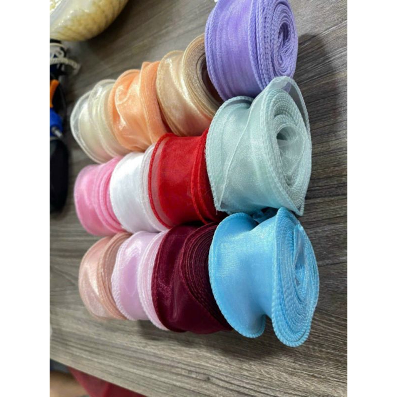 Cuộn Ruy Băng Đuôi Cá, Ruy Băng Voan Viền Sóng 9 Dài Mét Rộng 4cm Không Lõi Làm Nơ Trang Trí Bó Hoa Hộp Quà Đẹp