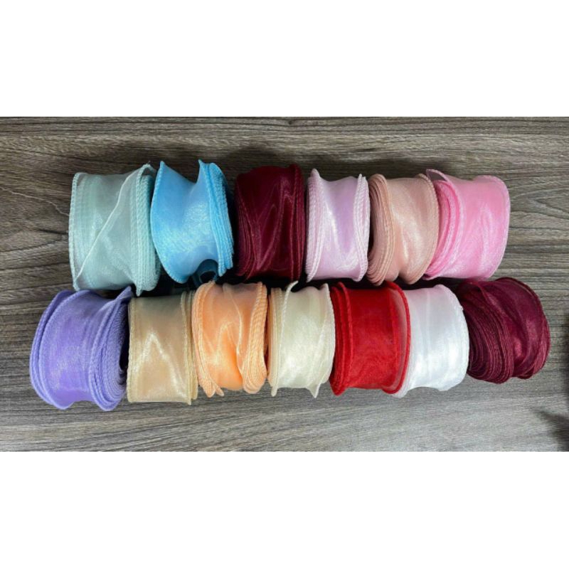 Cuộn Ruy Băng Đuôi Cá, Ruy Băng Voan Viền Sóng 9 Dài Mét Rộng 4cm Không Lõi Làm Nơ Trang Trí Bó Hoa Hộp Quà Đẹp