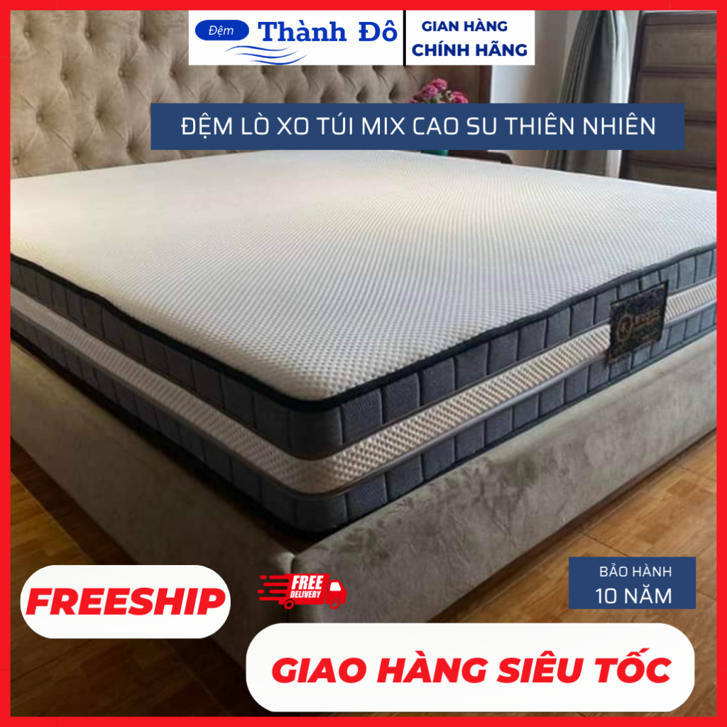 Đệm lò xo túi kết hợp cao su thiên nhiên kohan d'louis La.Pock