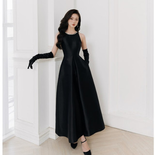 Váy thiết kế dáng dài cao cấp sang trọng, váy đen có nơ đằng sau - FLORENCE MIDI DRESS - Sa Galeria
