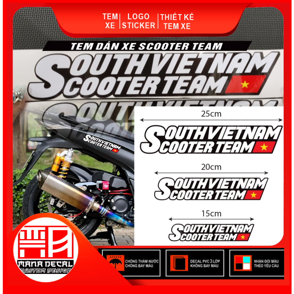Tem dán xe máy Scooter team Việt Nam