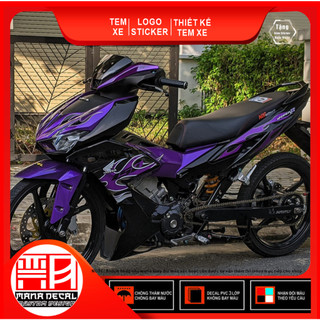 Tem dán rời xe Winnerx v3 mẫu lửa tím, tem dán xe bền màu chống thấm nước