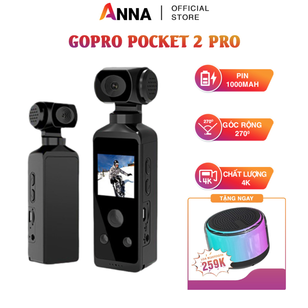 Camera mini GOPRO POCKET 2 máy ảnh mini máy quay phim cầm tay, ống kính xoay 270 độ, chất lượng hình ảnh video 4K