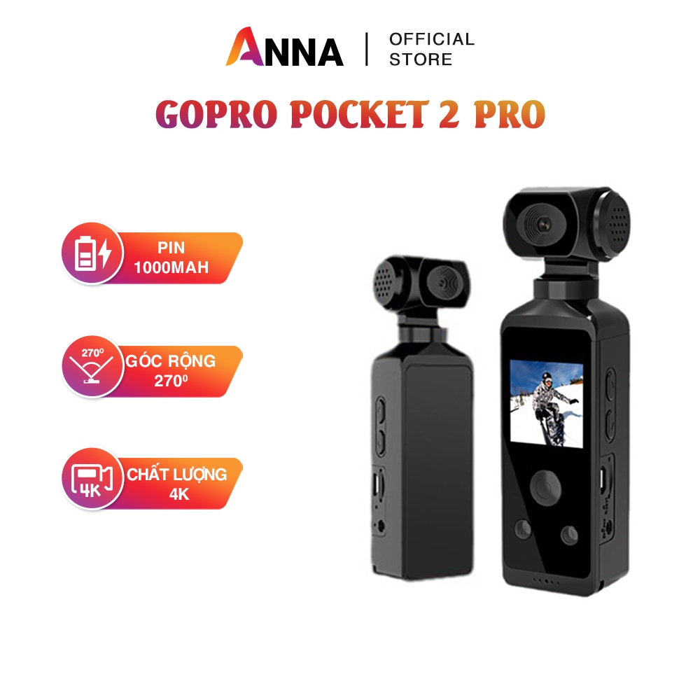 Camera GOPRO POCKET 2 máy quay phim cầm tay camera mini, ống kính xoay 270 độ, chất lượng hình ảnh video sắc nét 4K