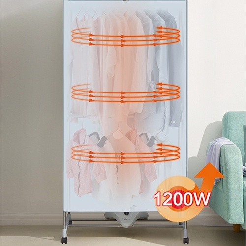 Tủ sấy quần áo 2 tầng Bear công suất 1200W khô nhanh, chống nhăn, có bánh xe đẩy - bảo hành 12 tháng