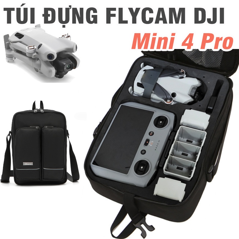 Túi đựng flycam DJI mini 4 pro (mini4pro) có dây đeo xốp cứng bảo vệ máy chống va đập - Phụ kiện flycam