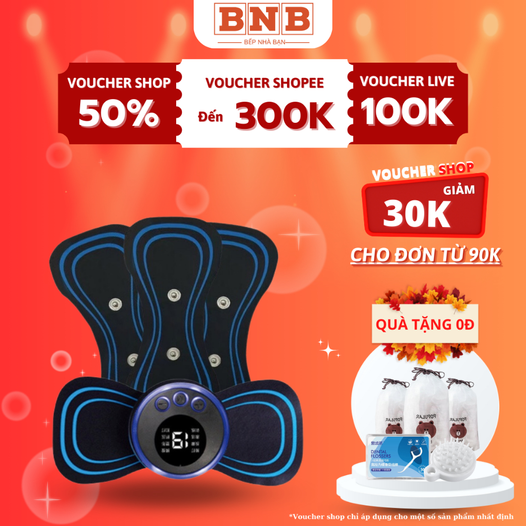 Miếng Dán Massage Xung Điện Cổ Vai Gáy, Bắp Tay, Lưng 10 Chế Độ Mát-Xa, Pin Sạc - Máy Massage Mini Toàn Thân