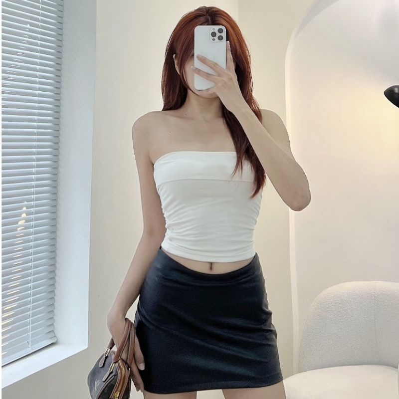 Áo ống áo quây cúp ngực ôm body màu trắng có mút sẵn Z11