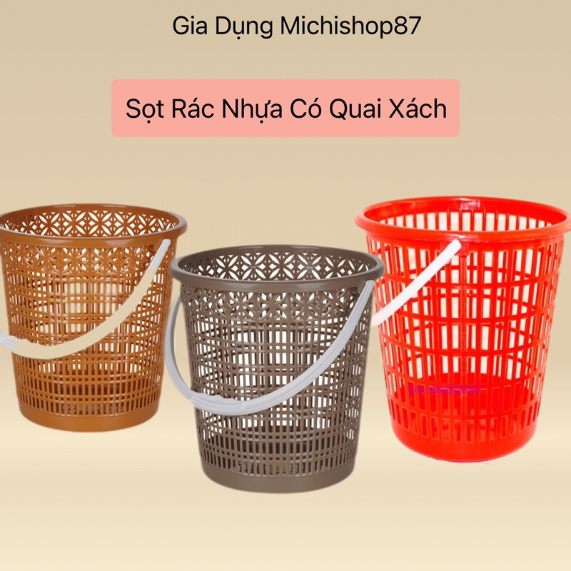 Sọt rác nhựa có quai xách tiện dụng mẫu mới Việt Nhật, Sọt đựng rác nhà bếp, văn phòng tiện lợi