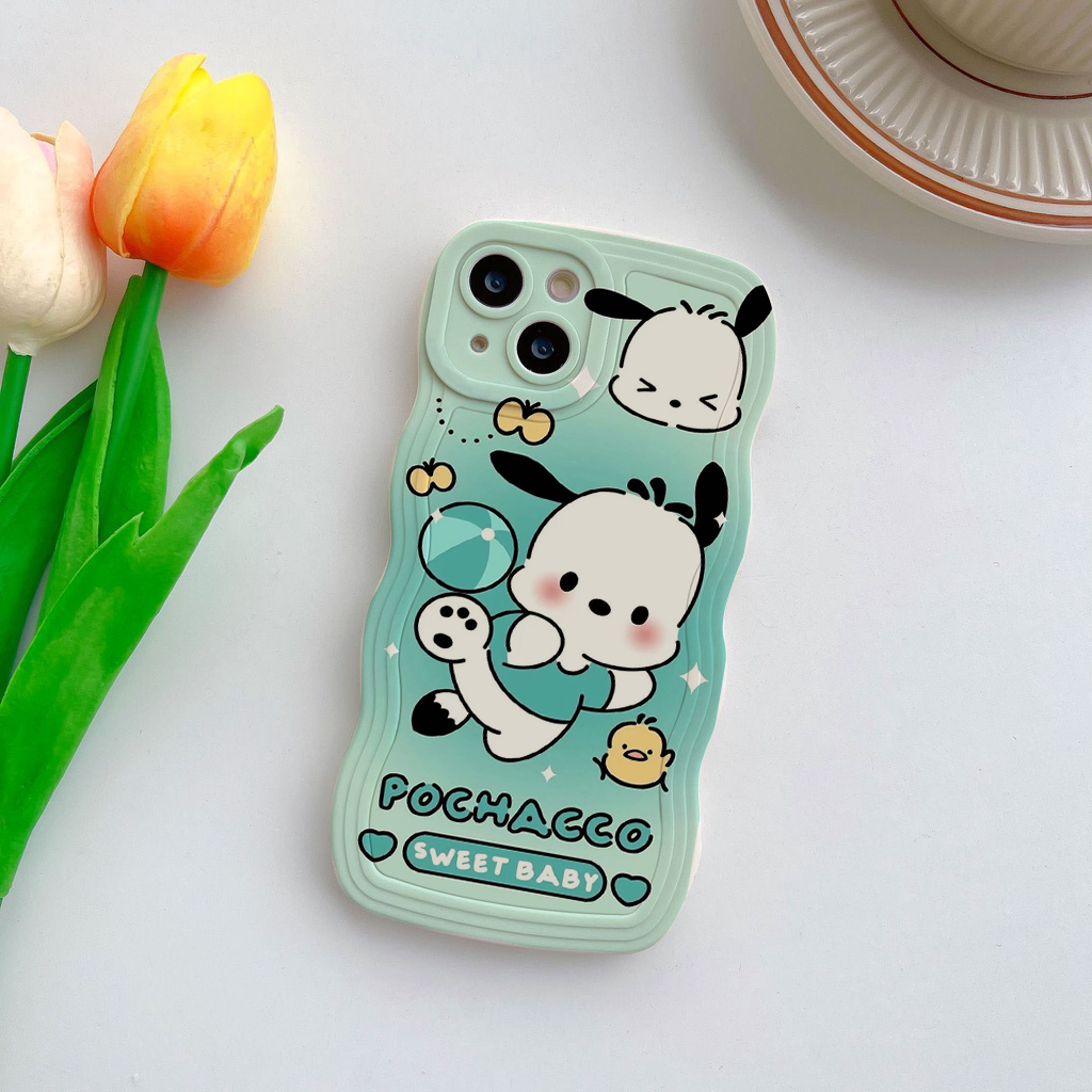 Ốp lưng iPhone BVC Cạnh Sóng Chống Va Đập Cún Pochaccoo Xanh Min cho 6/6s/7/8/x/xr/xs/11/12/13/14/plus/pro/max - sm1552