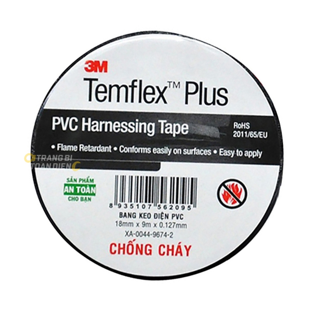 Băng Keo Điện 3M Temflex Plus PVC khổ 18mm x 9m x 0.127mm