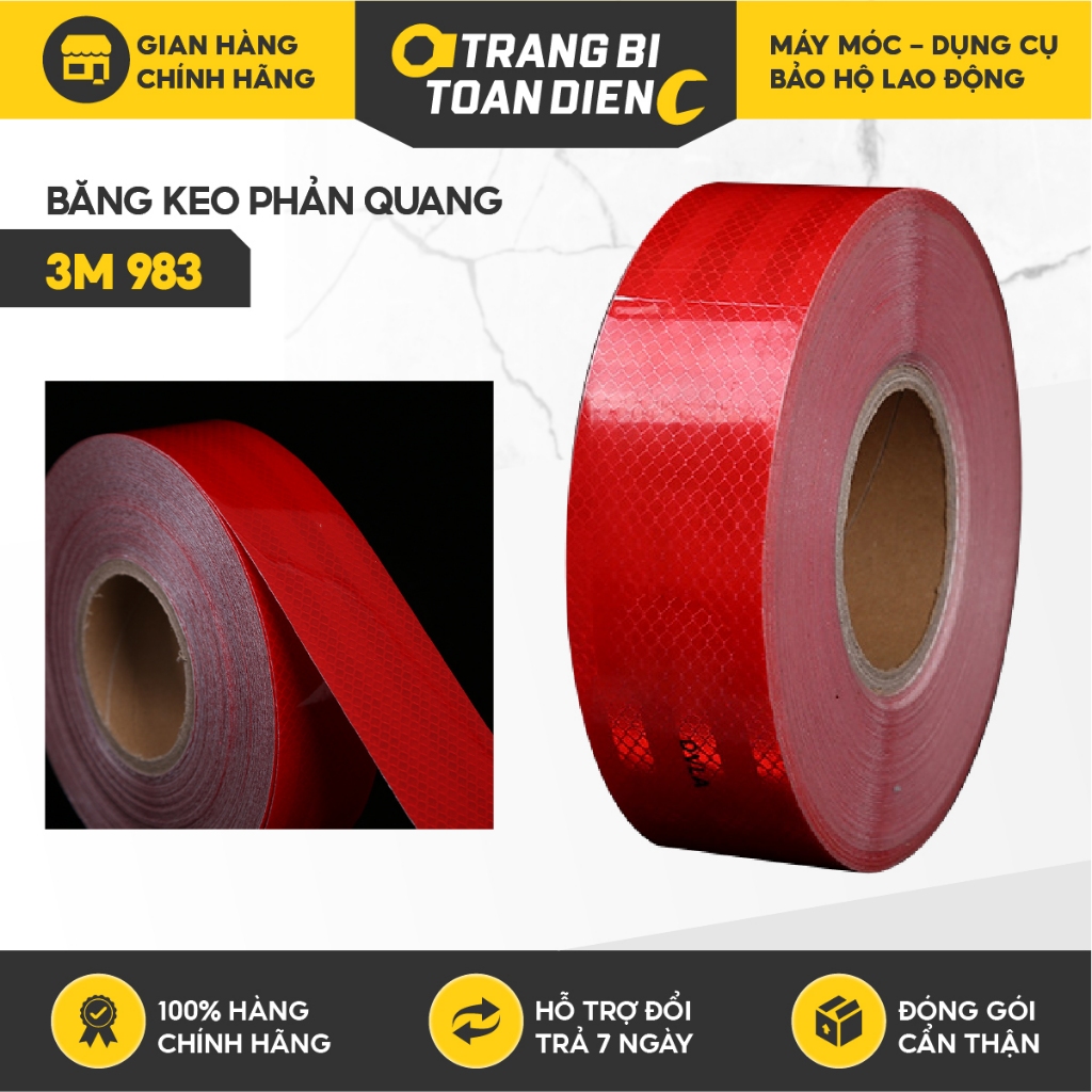 Băng keo phản quang 3M 983 màu đỏ, siêu sáng, bền màu Decal phản quang dán xe máy, ô tô - Trang bị toàn diện