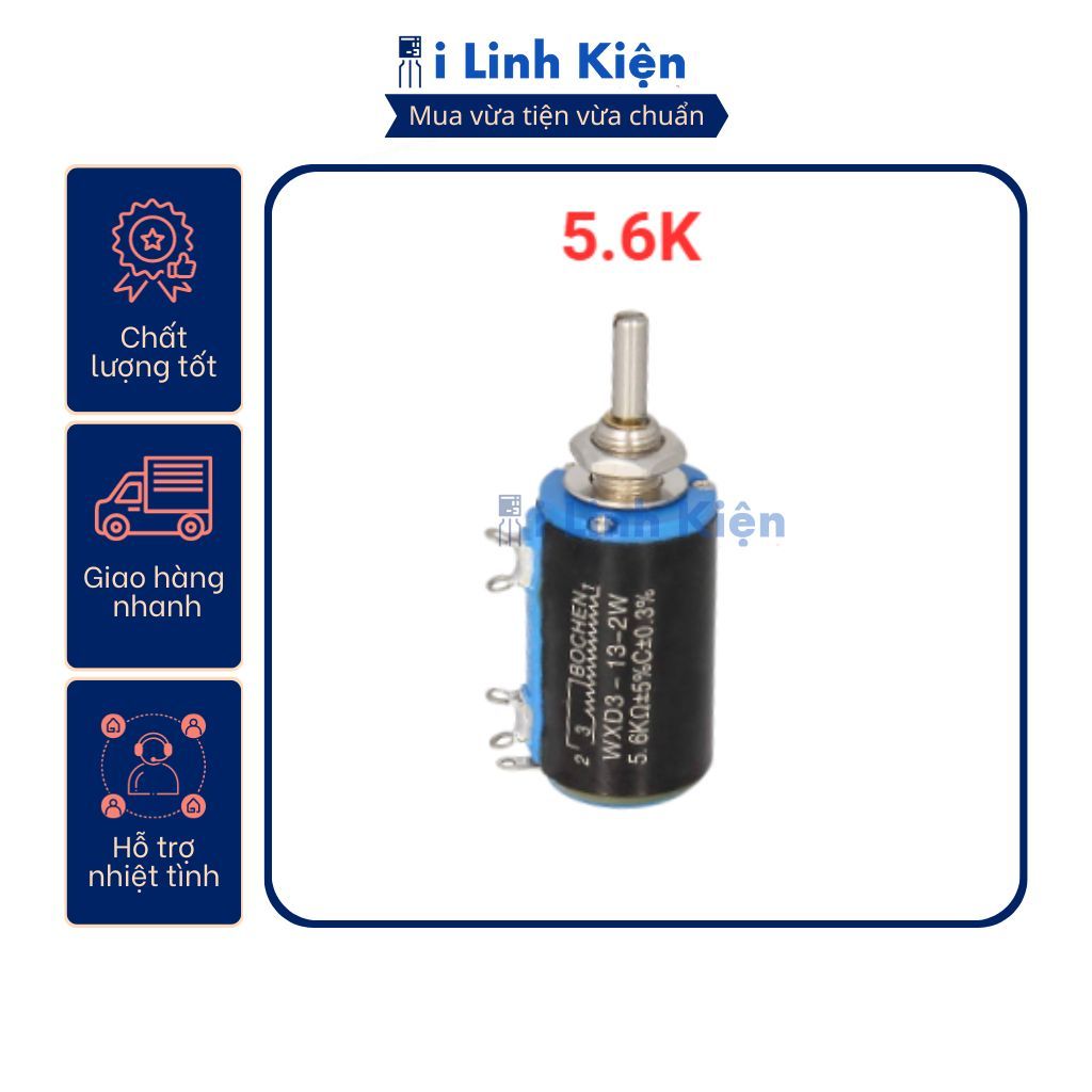 Chiết áp đơn 5.6K WXD3-13-2W xoay nhiều vòng