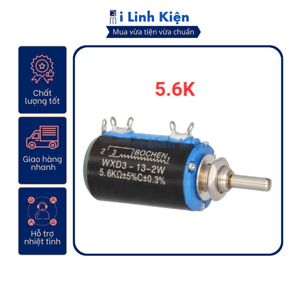 Chiết áp đơn 5.6K WXD3-13-2W xoay nhiều vòng