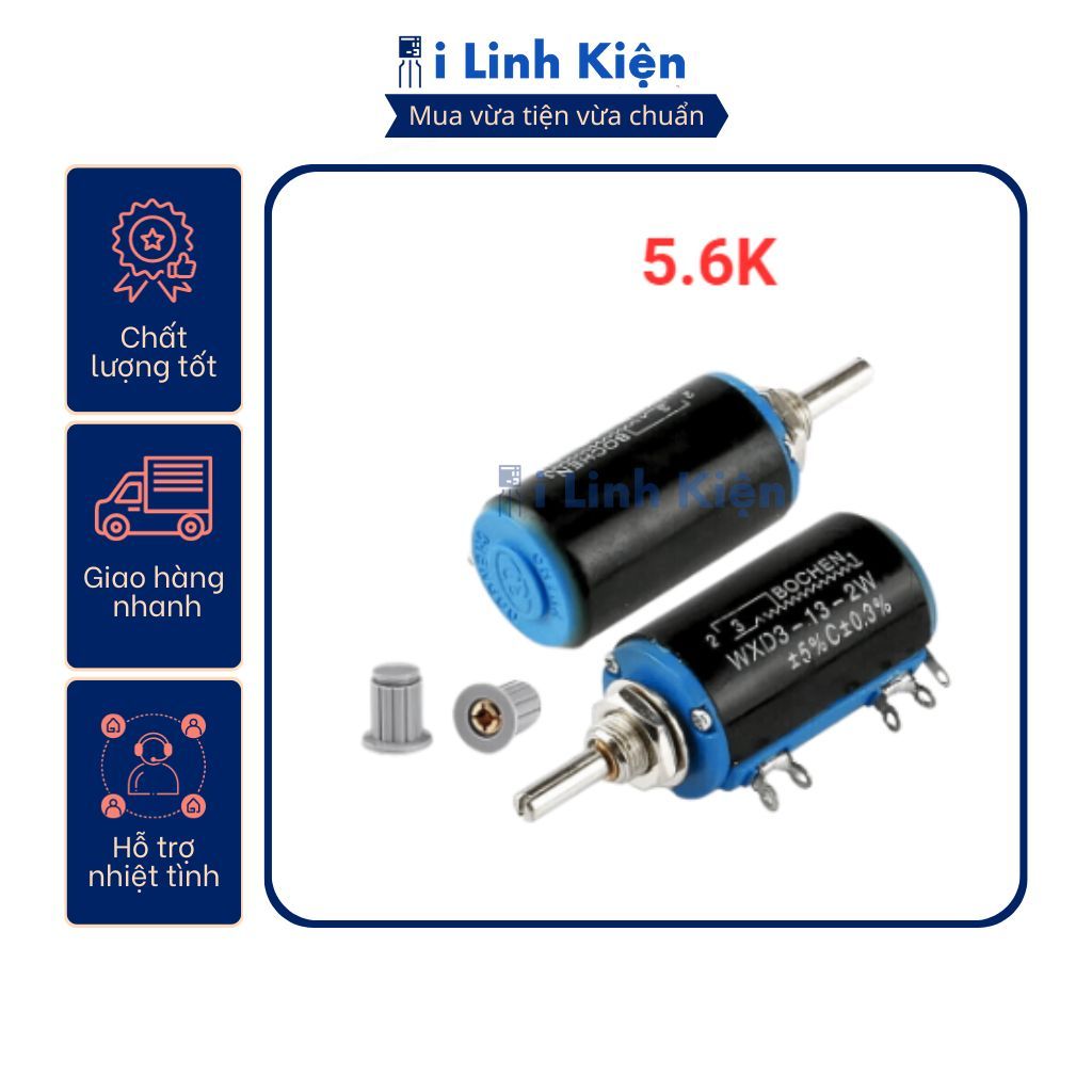 Chiết áp đơn 5.6K WXD3-13-2W xoay nhiều vòng