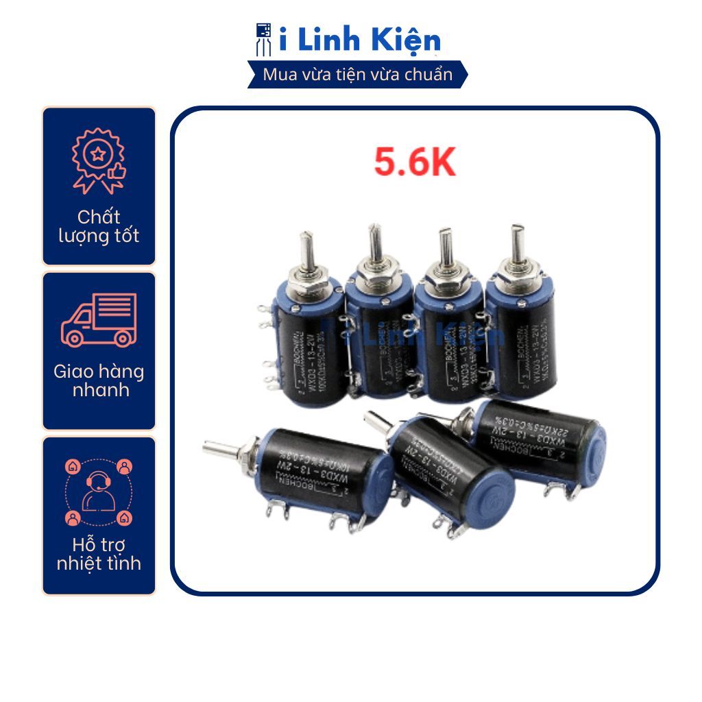 Chiết áp đơn 5.6K WXD3-13-2W xoay nhiều vòng